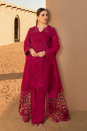 RANG RASIYA-CHIKANKARI 3PC EMBROIDERED LAWN SHIRT WITH ORGANZA EMBROIDERED DUPATTA AND TROUSER -ADR-2885