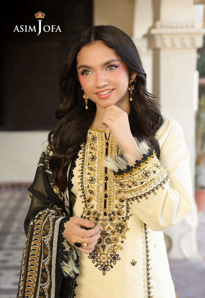 ASIM JOFA - 3PC LAWN EMBROIDERED SHIRT WITH MONARK PRINTED DUPATTA AND TROUSER -ADR-3728