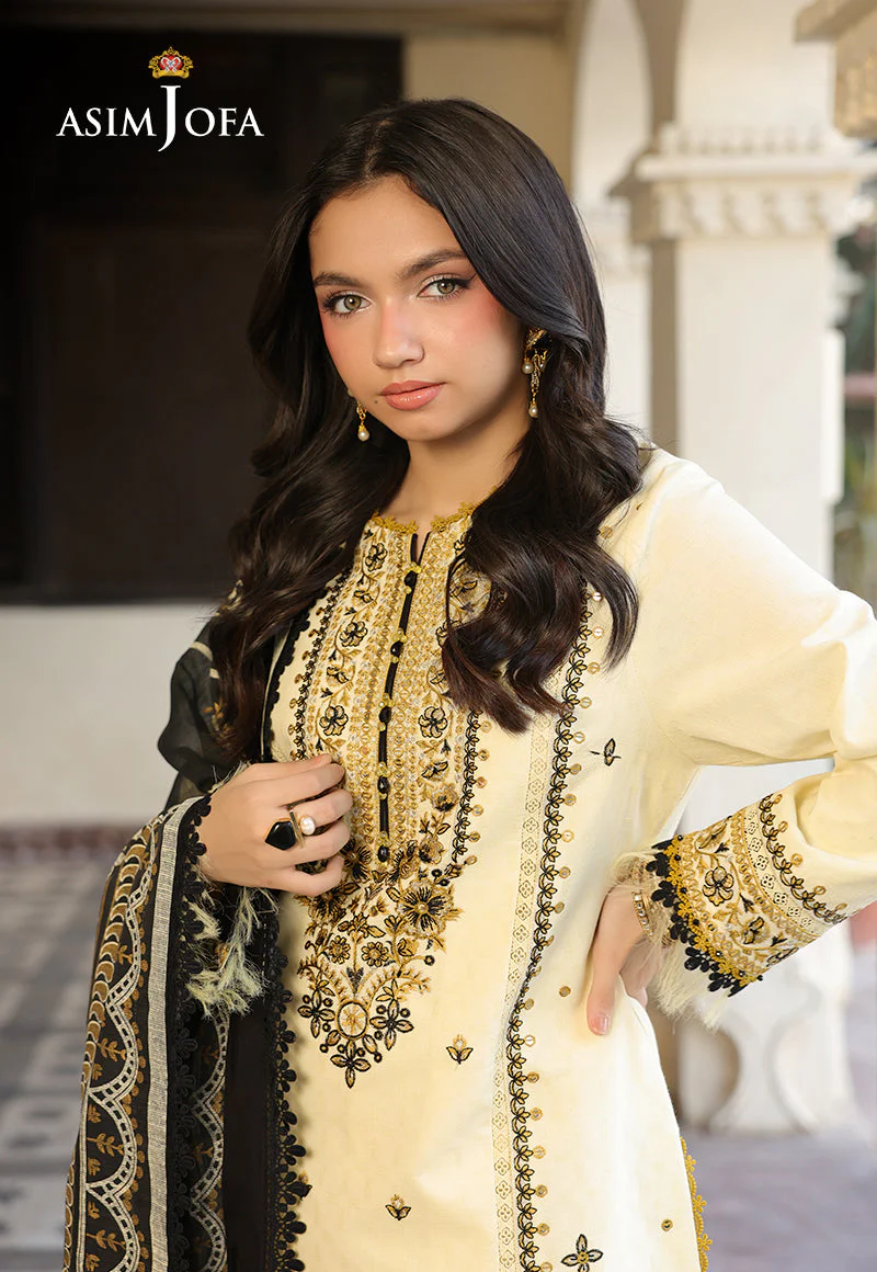 ASIM JOFA - 3PC LAWN EMBROIDERED SHIRT WITH MONARK PRINTED DUPATTA AND TROUSER -ADR-3728