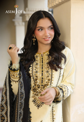 ASIM JOFA - 3PC LAWN EMBROIDERED SHIRT WITH MONARK PRINTED DUPATTA AND TROUSER -ADR-3728