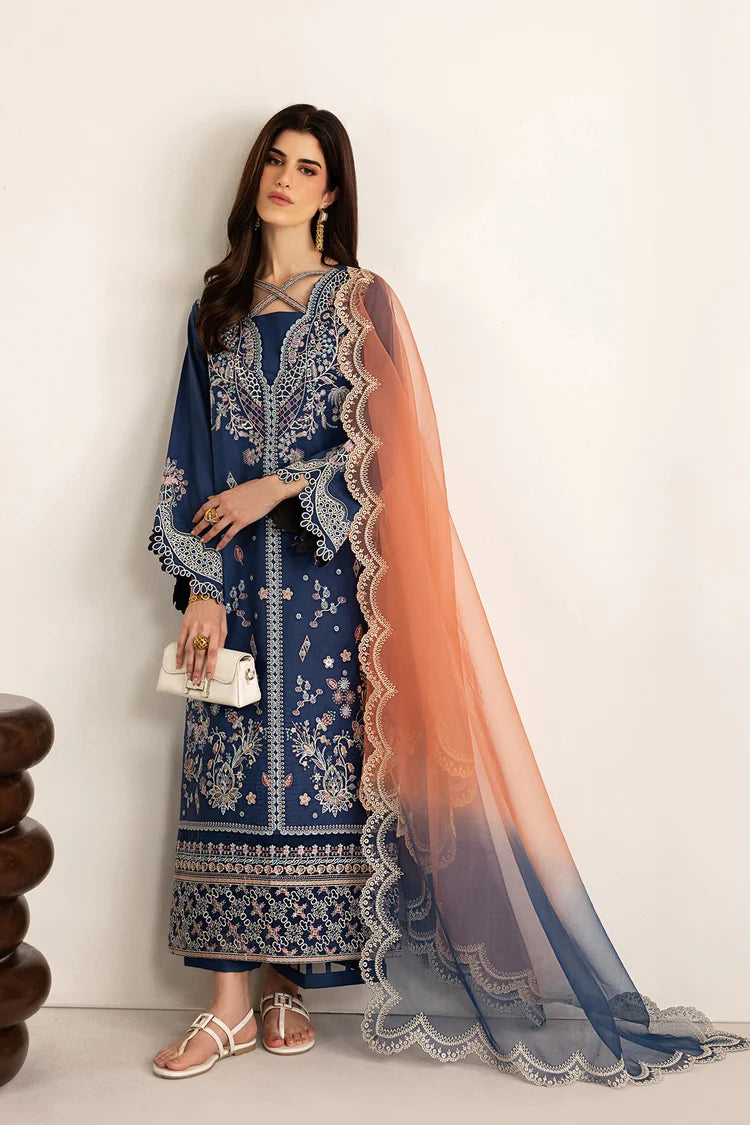 GARNET-3PC LAWN EMBROIDERED SHIRT WITH ORGANZA TYE&DYE EMB DUPATTA AND TROUSER-ADR-4894