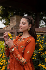 ANEELAS-FROCK 3PC LAWN EMBROIDERED SHIRT WITH CHIFFON EMBROIDERED DUPATTA AND TROUSER-ADR-4858