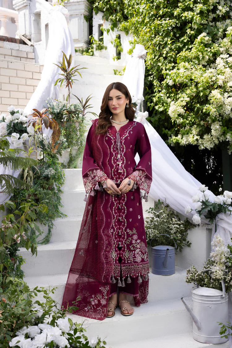 MEHMAL-MELIGEND-3PCS-LAWN EMBROIDERED SHIRT WITH ORGANZA DUPPATTA & DYED TROUSER-ADR-01
