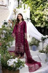 MEHMAL-MELIGEND-3PCS-LAWN EMBROIDERED SHIRT WITH ORGANZA DUPPATTA & DYED TROUSER-ADR-01