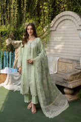 MEHAML-MINT BLISS-3PCS-LAWN EMBROIDERED SHIRT WITH EMBROIDERED PRINTED DUPPATTA & TROUSER-ADR-09