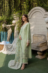MEHAML-MINT BLISS-3PCS-LAWN EMBROIDERED SHIRT WITH EMBROIDERED PRINTED DUPPATTA & TROUSER-ADR-09