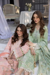 MEHAML-MINT BLISS-3PCS-LAWN EMBROIDERED SHIRT WITH EMBROIDERED PRINTED DUPPATTA & TROUSER-ADR-09
