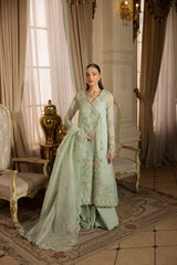 MEHMAL_ICE BLUE GRACE-0RGANZA HAND ENSEMBLE EMBROIDERED-ADR-100013