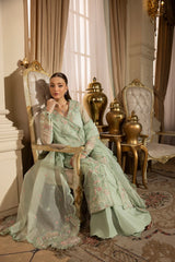 MEHMAL_ICE BLUE GRACE-0RGANZA HAND ENSEMBLE EMBROIDERED-ADR-100013