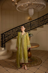 MEHMAL_GREEN EMERALD-0RGANZA HAND EMBELLISHED EMBROIDERED-ADR-100014