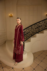 MEHMAL_ROYAL RUBY-RAW SILK HAND EMBELLISHED EMBROIDERED-ADR-10015