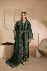 MEHMAL-ZINIA-3PCS-LAWN EMBROIDERED SHIRT WITH EMBROIDERED ORGANZA DUPPATTA & DYED TROUSER-ADR-07