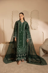 MEHMAL-ZINIA-3PCS-LAWN EMBROIDERED SHIRT WITH EMBROIDERED ORGANZA DUPPATTA & DYED TROUSER-ADR-07