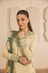MEHMAL_IVORY BLOOM-RAW SILK HAND ENSEMBLE EMBROIDERED-ADR-10012