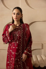MEHMAL-MARIGOLD-3PCS-LAWN EMBROIDERED SHIRT WITH EMBROIDERED PRINTED DUPPATTA & TROUSER-ADR-09