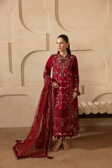 MEHMAL-MARIGOLD-3PCS-LAWN EMBROIDERED SHIRT WITH EMBROIDERED PRINTED DUPPATTA & TROUSER-ADR-09