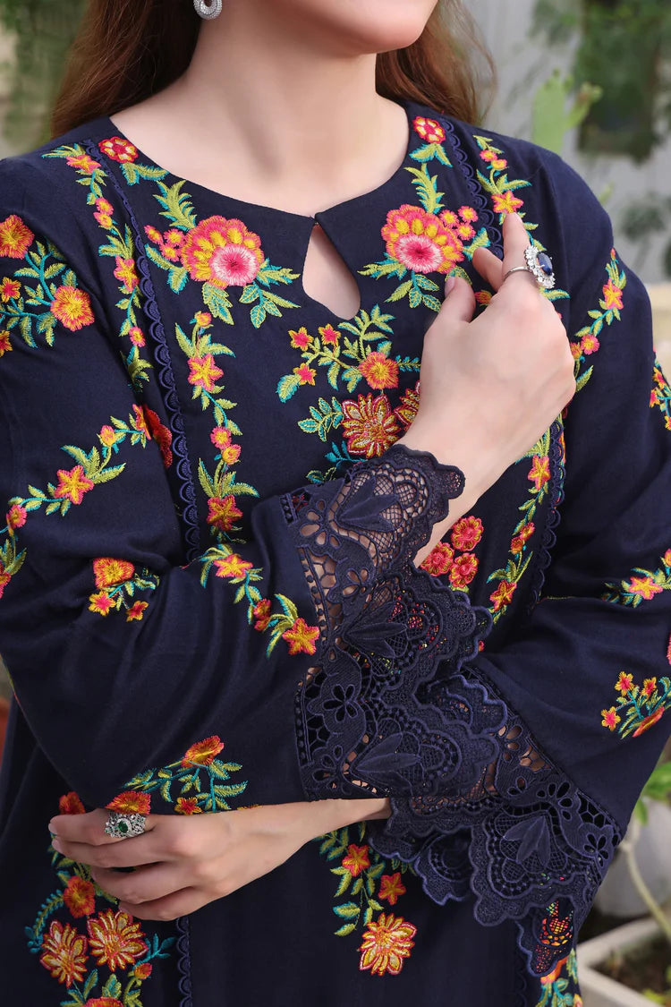 ASIM JOFA-3PC DHANAK EMBROIDERED SHIRT WITH COURTRAI PRINTED SHAWL AND TROUSER-ADR-4316