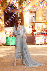 ANEELAS-3PC LAWN EMBROIDERED SHIRT WITH CHIFFON EMBROIDRED DUPATTA & EMB TROUSER-ADR-4790