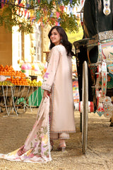 ANEELAS -3PC DHANAK EMBROIDERED SHIRT WITH WOOL DIGITAL PRINT SHAWL AND TROUSER-ADR-5093