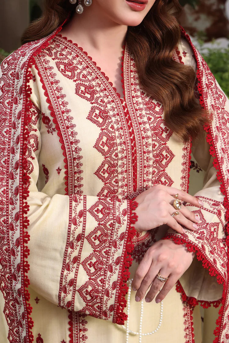 ASIM JOFA-3PC DHANAK EMBROIDERED SHIRT WITH DHANAK EMB SHAWL AND TROUSER-ADR-4304