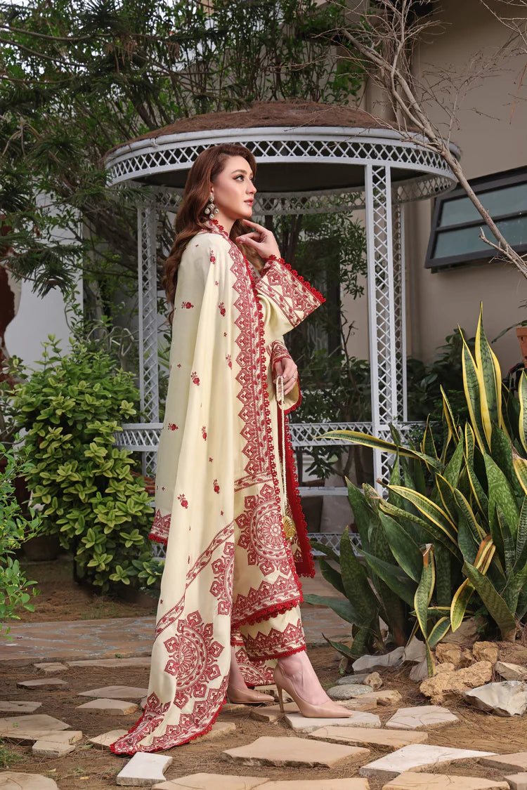 ASIM JOFA-3PC DHANAK EMBROIDERED SHIRT WITH DHANAK EMB SHAWL AND TROUSER-ADR-4304