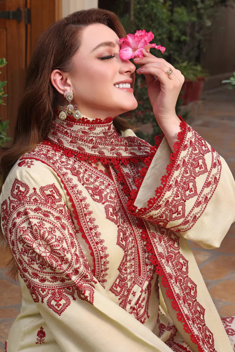 ASIM JOFA-3PC DHANAK EMBROIDERED SHIRT WITH DHANAK EMB SHAWL AND TROUSER-ADR-4304
