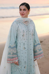 QALAMQAR-3PC LAWN CHIKANKAARI EMBROIDERED SHIRT WITH KHAADI NET EMBROIDERED DUPATTA AND TROUSER-ADR-4789