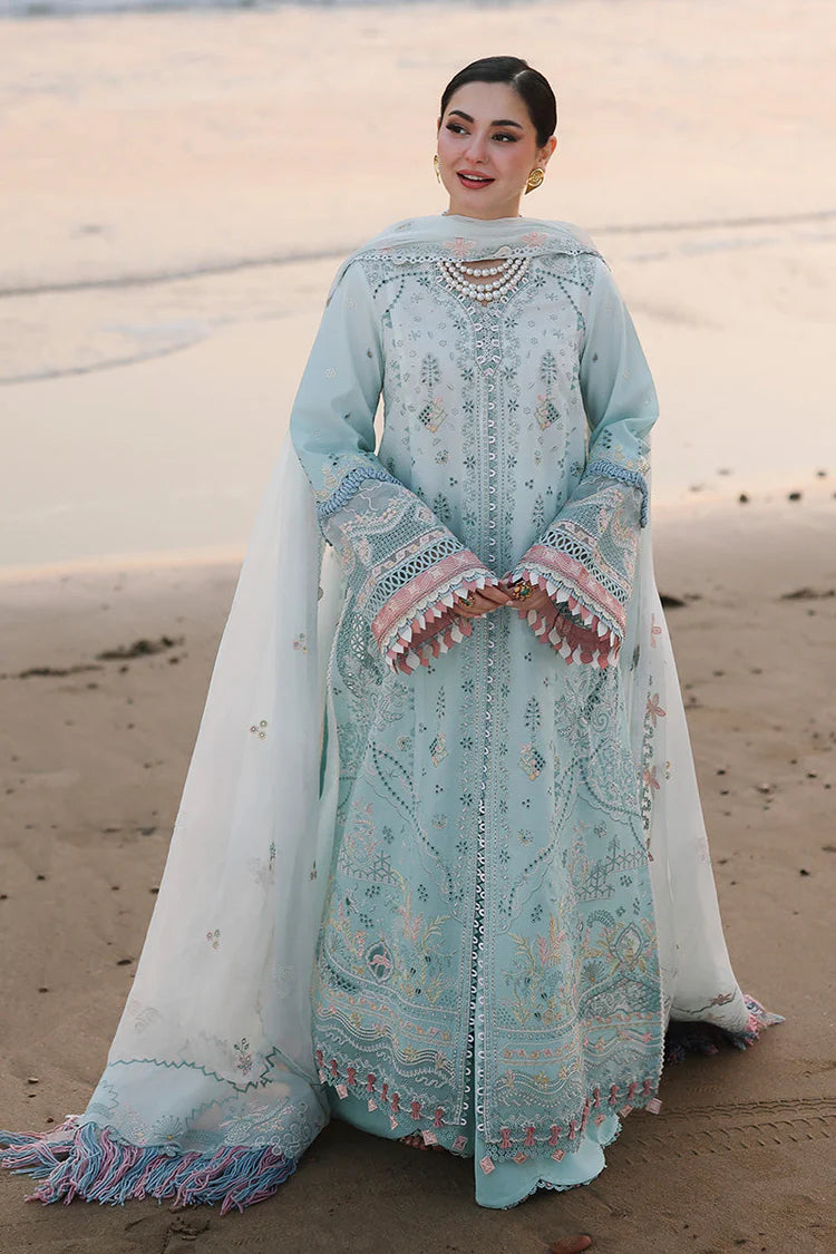 QALAMQAR-3PC LAWN CHIKANKAARI EMBROIDERED SHIRT WITH KHAADI NET EMBROIDERED DUPATTA AND TROUSER-ADR-4789