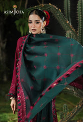 ASIM JOFA-3PC KARANDI EMBROIDERED SHIRT WITH KARANDI EMB SHAWL AND TROUSER-ADR-5235