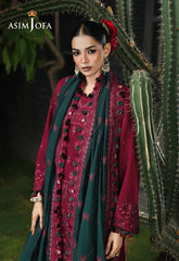 ASIM JOFA-3PC KARANDI EMBROIDERED SHIRT WITH KARANDI EMB SHAWL AND TROUSER-ADR-5235