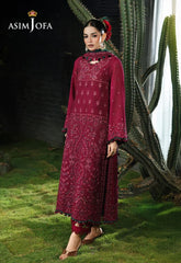 ASIM JOFA-3PC KARANDI EMBROIDERED SHIRT WITH KARANDI EMB SHAWL AND TROUSER-ADR-5235