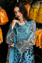 CHARIZMA-3PC KHADDAR PRINTED EMB SHIRT WITH KHADDAR PRINTED DUPATTA AND PRINT TROUSER-ADR-2665