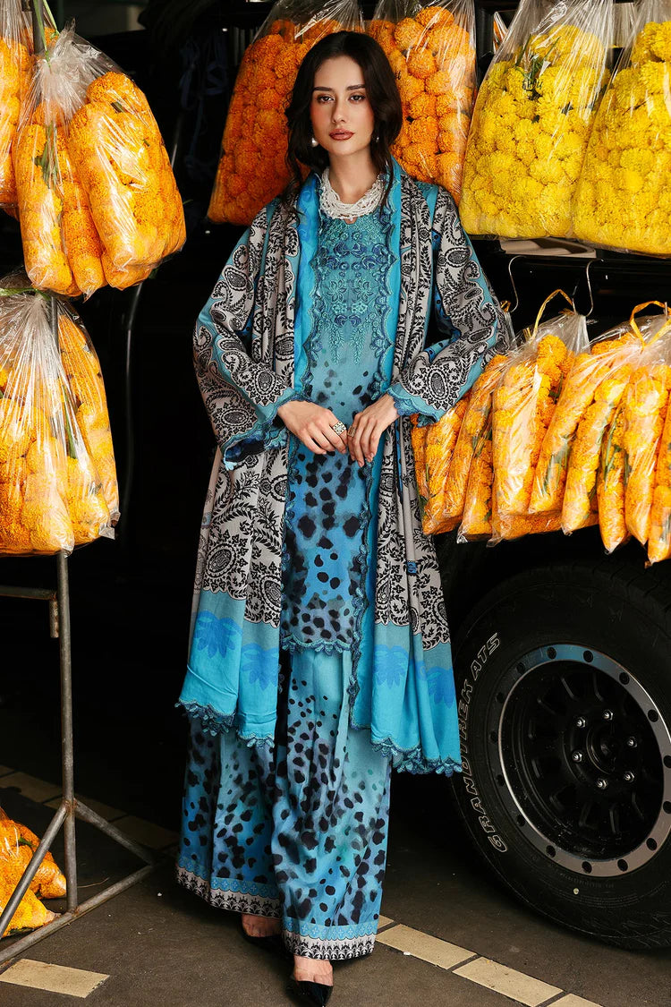 CHARIZMA-3PC KHADDAR PRINTED EMB SHIRT WITH KHADDAR PRINTED DUPATTA AND PRINT TROUSER-ADR-2665