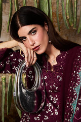 SAPPHIRE-3PC LAWN LASER WORK EMBROIDERED SHIRT WITH KHADDI NET EMBROIDERED DUPATTA AND TROUSER-ADR-4666
