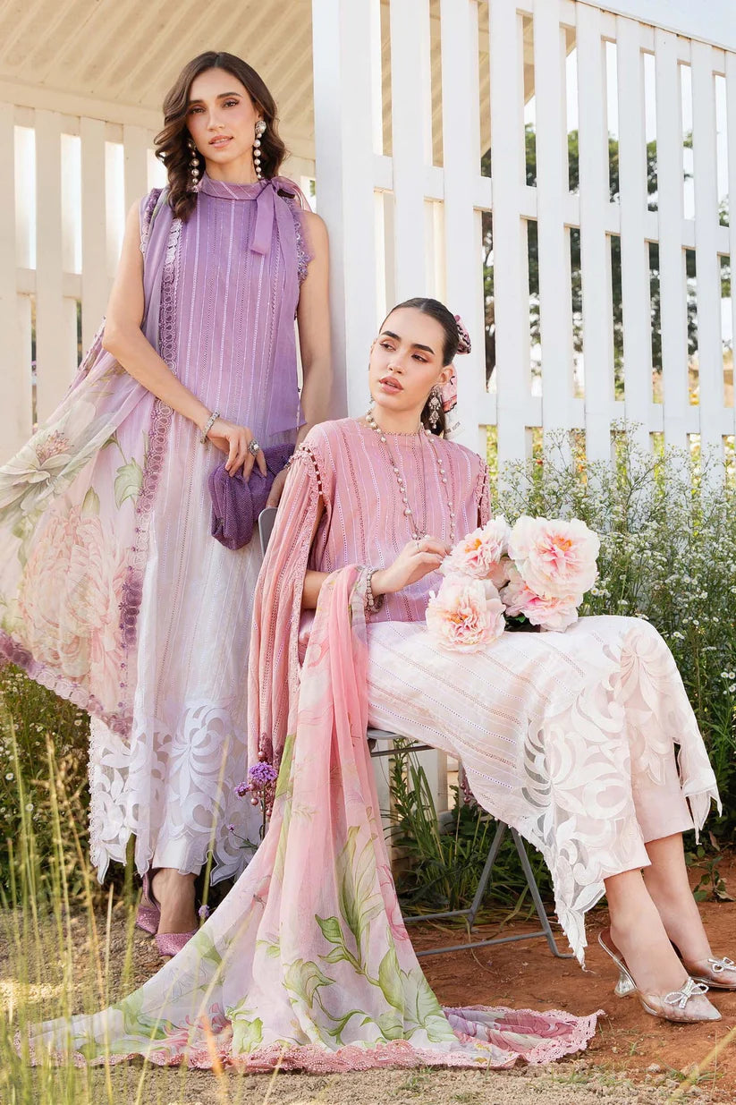 MARIA.B-3PC LAWN PRINTED EMB SHIRT WITH CHIFFON PRINT DUPATTA AND PRINT TROUSER-ADR-2511