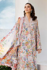 MARIA.B-3PC LAWN PRINTED EMB SHIRT WITH CHIFFON PRINT DUPATTA AND PRINT TROUSER-ADR-2503