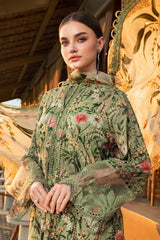 MARIA.B-3PC LAWN PRINTED EMB SHIRT WITH CHIFFON PRINT DUPATTA AND PRINT TROUSER-ADR-2506
