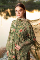 MARIA.B-3PC LAWN PRINTED EMB SHIRT WITH CHIFFON PRINT DUPATTA AND PRINT TROUSER-ADR-2506