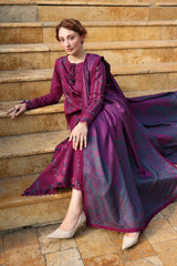 RANG RASIYA-3PC DHANAK EMBROIDERED SHIRT WITH WOOL PRINTED SHAWL AND TROUSER -ADR-5188