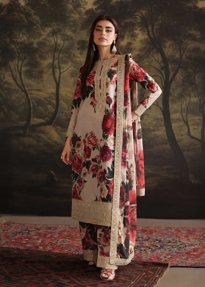 ZAINAB CHOTANI-3PC SHAMOZ SILK PRINT EMBROIDERED SHIRT WITH SOFT SILK PRINT EMBROIDERED DUPATTA & EMB SILK TROUSER ADR-1706