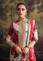 ZAINAB CHOTANI-3PC SHAMOZE SILK PRINTED EMBROIDERED SHIRT WITH SOFT SILK PRINTED EMB DUPATTA & EMB TROUSER-ADR-1722