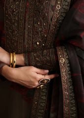 ZAINAB CHOTANI-3PC SHAMOZE SILK PRINTED EMBROIDERED SHIRT WITH SOFT SILK PRINTED EMB DUPATTA & EMB TROUSER-ADR-1724