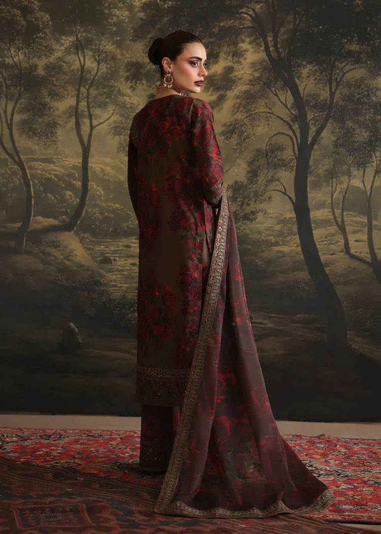 ZAINAB CHOTANI-3PC SHAMOZE SILK PRINTED EMBROIDERED SHIRT WITH SOFT SILK PRINTED EMB DUPATTA & EMB TROUSER-ADR-1724