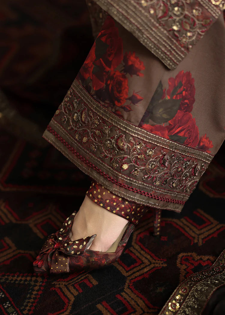 ZAINAB CHOTANI-3PC SHAMOZE SILK PRINTED EMBROIDERED SHIRT WITH SOFT SILK PRINTED EMB DUPATTA & EMB TROUSER-ADR-1724