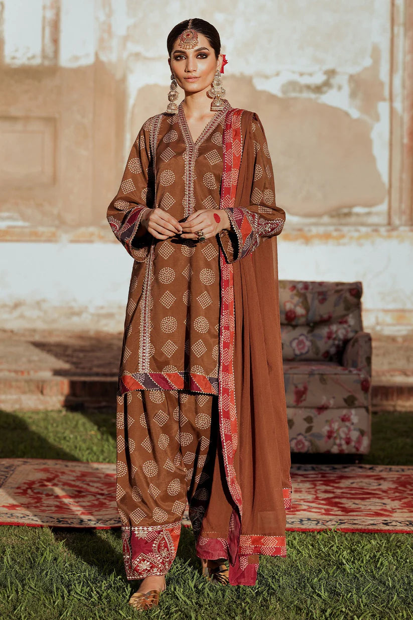 CHARIZMA- 3PC KARANDI PRINTED SHIRT WITH KARANDI PRINTED DUAPTTA AND TROUSER -ADR-1050