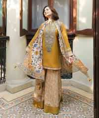 SAPPHIRE-3PC KHADDAR PRINTED EMB SHIRT WITH KHADDAR PRINTED DUPATTA AND PRINT TROUSER-ADR-2668
