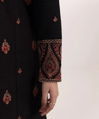 SAPPHIRE-3PC DHANAK EMBROIDERED SHIRT WITH COURTRAI PRINTED SHAWL AND TROUSER-ADR-4061