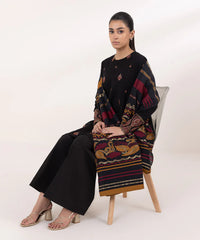 SAPPHIRE-3PC DHANAK EMBROIDERED SHIRT WITH COURTRAI PRINTED SHAWL AND TROUSER-ADR-4061