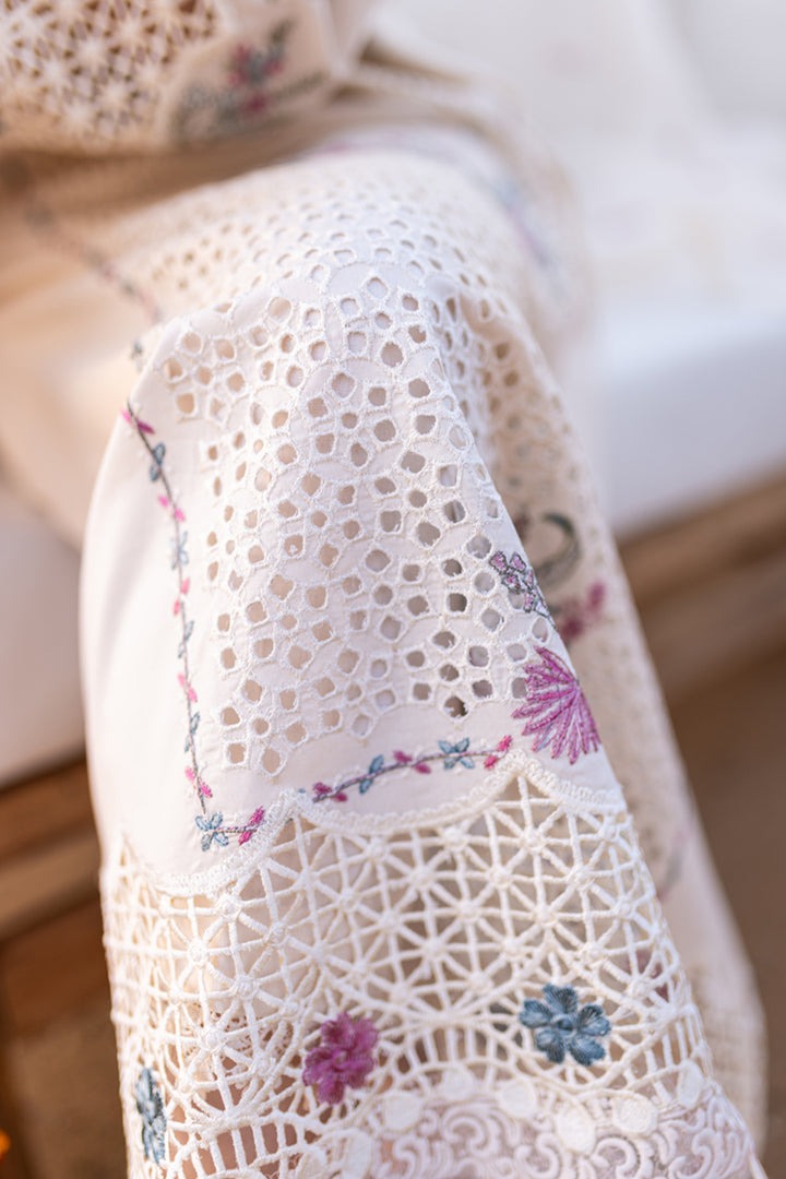 QALAMQAR- 3PC CHIKENKARI LAWN EMBROIDERED WITH ORGANZA HEAVY EMBROIDERED READY TO WEAR DUPATTA - ADR-2714
