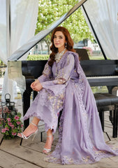 ELAF-3PC DHANAK EMBROIDERED SHIRT WITH KHADDI NET EMBROIDERED DUPATTA AND TROUSER-ADR-5114